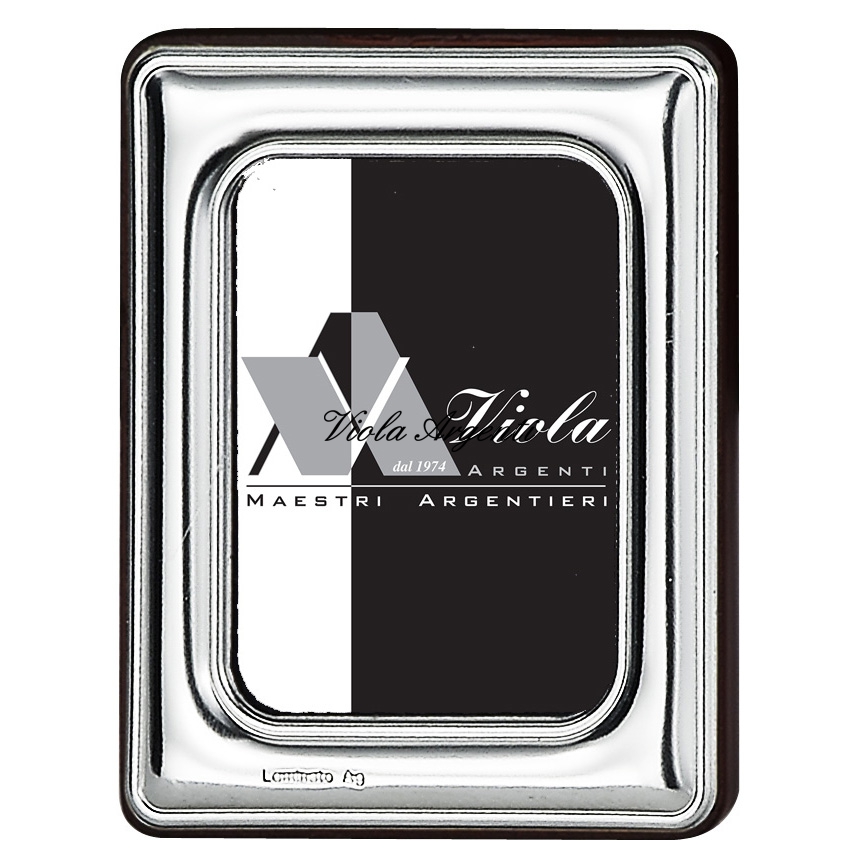 Photo Frame in silver bil. 4x6 curved and wooden back di Viola Argenti. Argento online