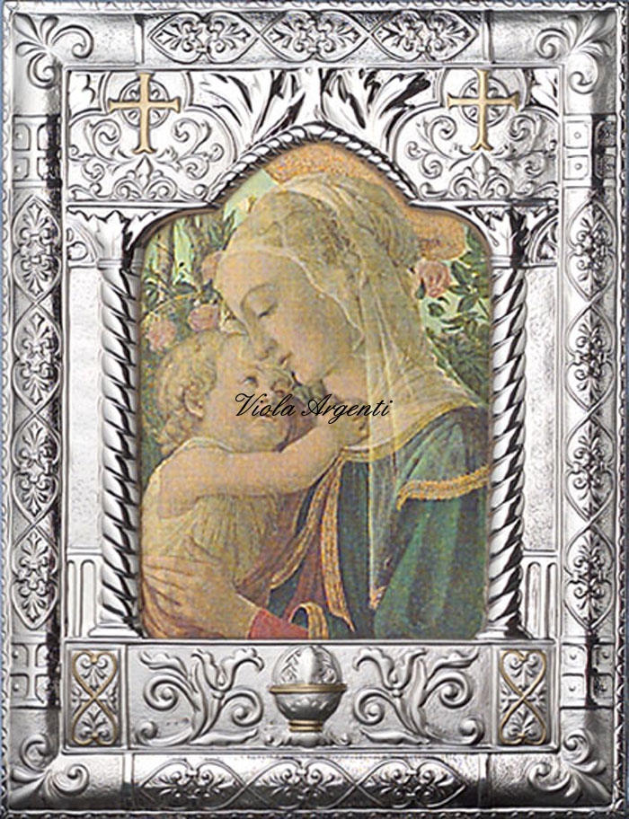 Icona Madonna delle Rose Bizantina di Viola Argenti. Argento online