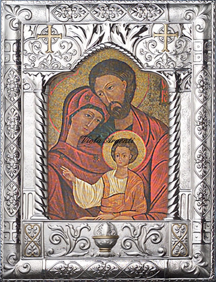 Icona Sacra Famiglia Bizantina  di Viola Argenti. Argento online