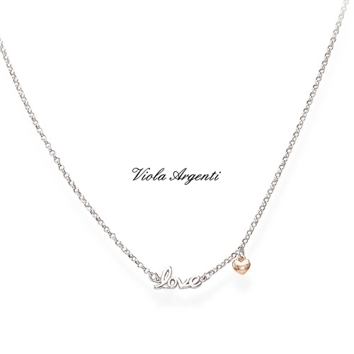 Silver necklace with love writing di Amen. Argento online