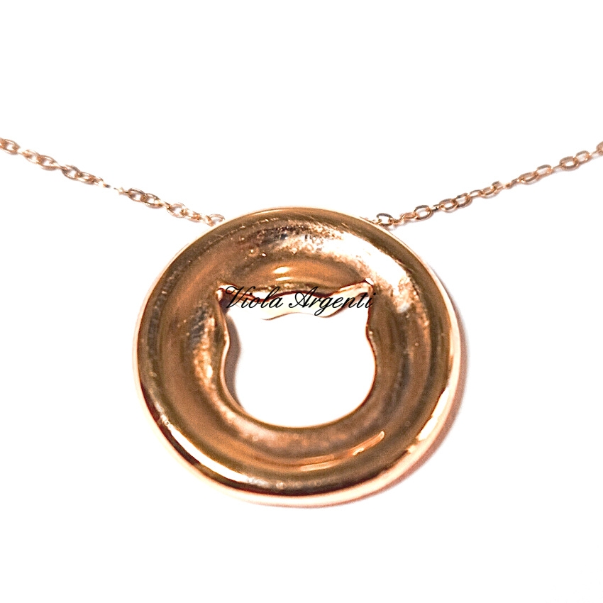 Cat pendant necklace 18kt rose gold di Viola Argenti. Argento online