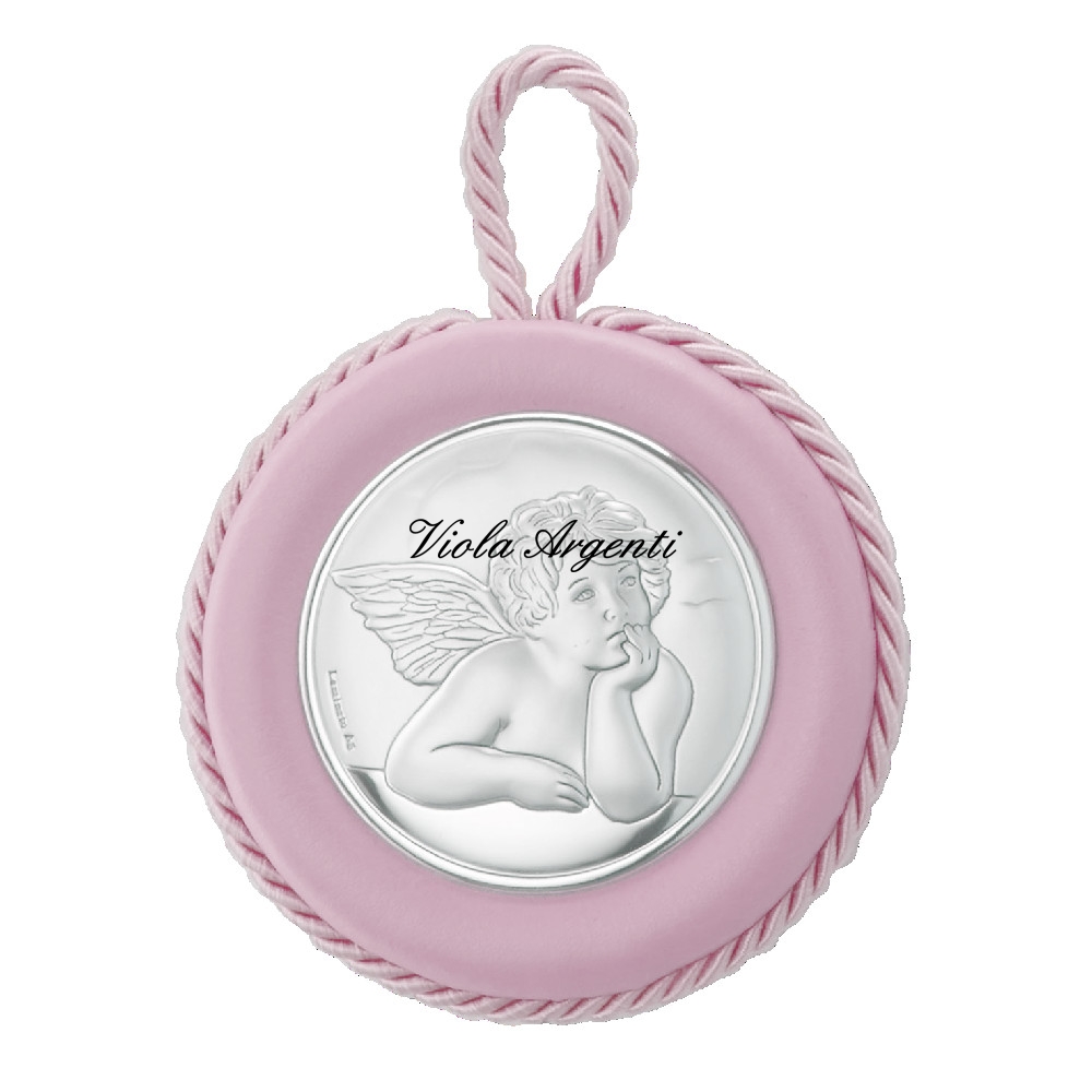 Pink angel cradle medallion