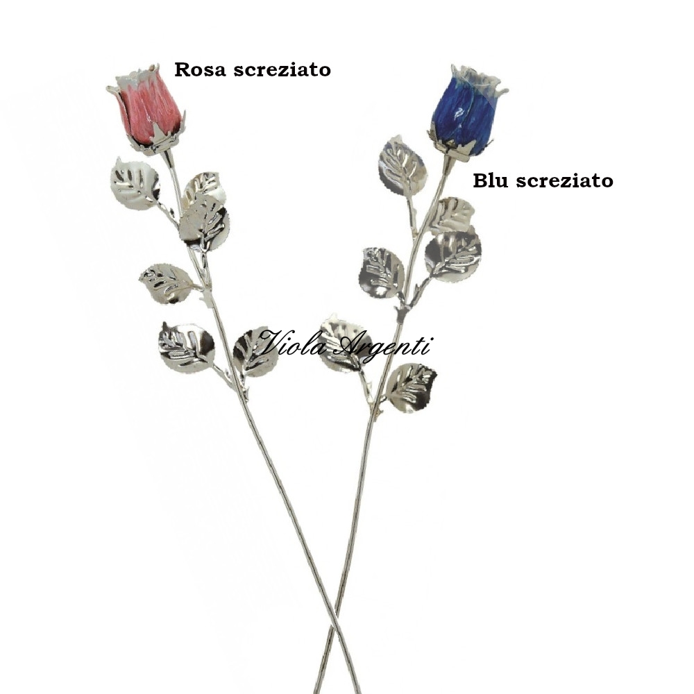 Rosa bocciolo piccolo colori screziati di Viola Argenti. Argento online