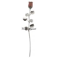 Bocciolo di rosa smalto e argento - 5