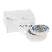 Scatola tonda bombata maiolica