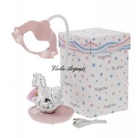 Lampada led e touch cavallo a dondolo rosa