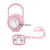 Scatola e pinza ciuccio elefante rosa