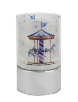 Lampada con giostre cavalli azzurra H.15 cm
