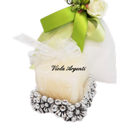 Scented candle with silvered resin base