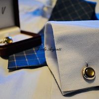 Round cufflinks with mother-of-pearl in 925 silver