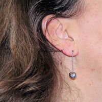 Orecchini lunghi cuore in oro bianco 18kt
