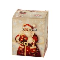  Candela Natalizia in Bicchiere di Vetro Decorato &ndash; Babbo Natale bianco