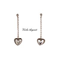 Orecchini lunghi cuore in oro bianco 18kt