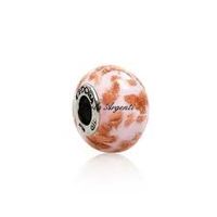 Murano glass charm touches of gold in pink