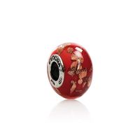 Murano glass charm touches of gold in red