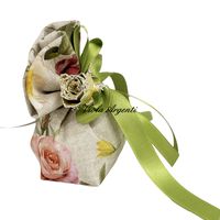 Bomboniera con rosa vera argentata