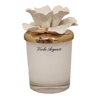 White anemone porcelain candle