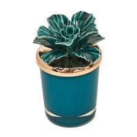 Green anemone porcelain candle