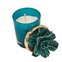 Green anemone porcelain candle