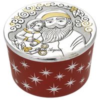 Candela Profumata in Vasetto Rosso Stellato con Coperchio decoro Babbo Natale