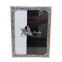 Cornice portafoto in argento 925 con decorazione floreale