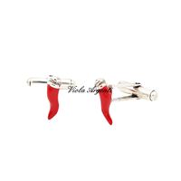 Silver cufflinks with red horn