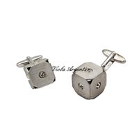 Silver dice cufflinks with swarovski
