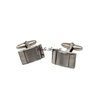Satin polished silver curved cufflinks