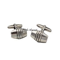 Silver cufflinks with central stripes