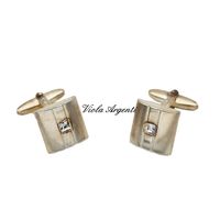 Square silver cufflinks with Swarovski