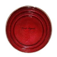 Piatto centro tavola smalto rosso e argento