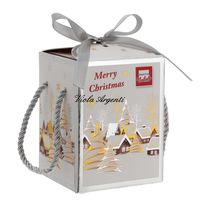 Candela Oro con Portacandela in Resina Argentata –con Decoro Agrifoglio - 3