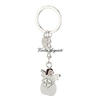 White angel keyring with four-leaf clover