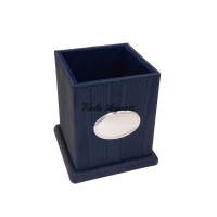Portapenne da scrivania blu con inserto argentato