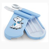 Silver cutlery for baby with cat