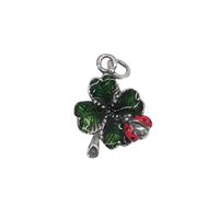 Quadrifoglio con coccinella smaltato