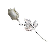 Rosa bianca argento e smalto