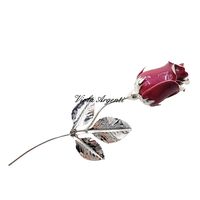 Rosa rossa laminata argento - 3