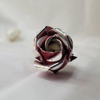 Rosa rossa laminata argento - 4