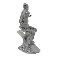 Scultura Atleta Snowboarder in Resina Argentata - 4