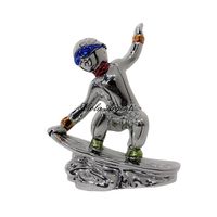 Snowboarder - scultura in resina argentata - 5