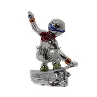 Snowboarder - scultura in resina argentata - 6