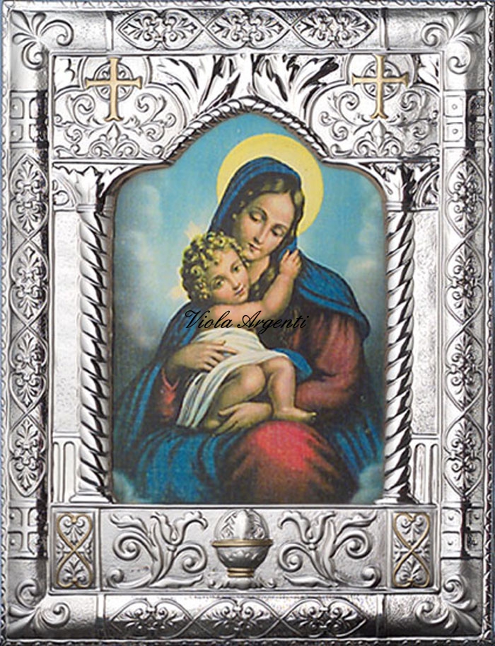 Our Lady of Grace Byzantine icon di Viola Argenti. Argento online
