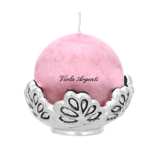 Portacandela sfera rosa
