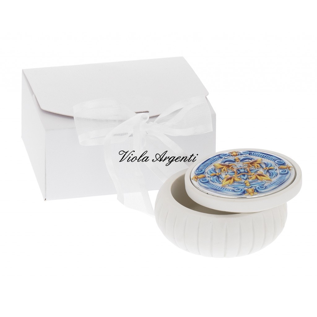 Scatola tonda bombata maiolica - 2