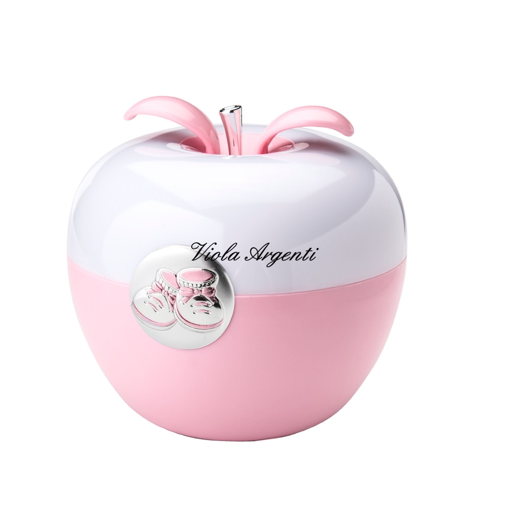 Silver pink apple lamp for baby di Viola Argenti. Argento online