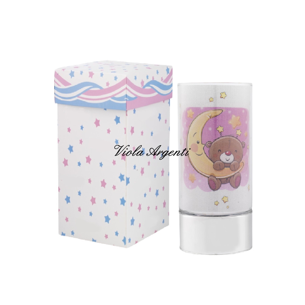 Pink lamp with moon & teddy bear  - 3