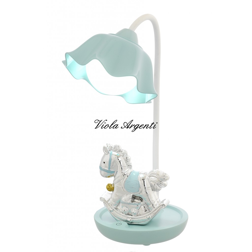 Lampada led e touch cavallo a dondolo verde acqua