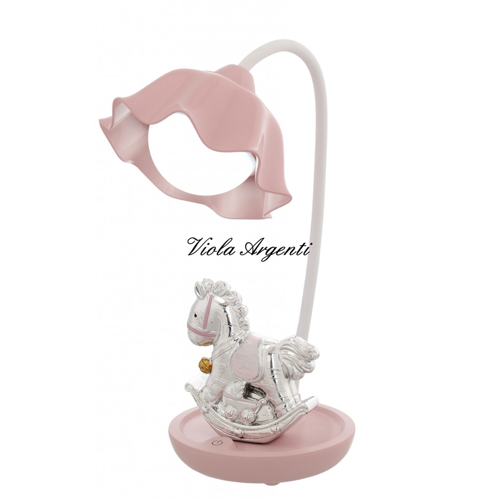 Pink led and touch rocking horse lamp