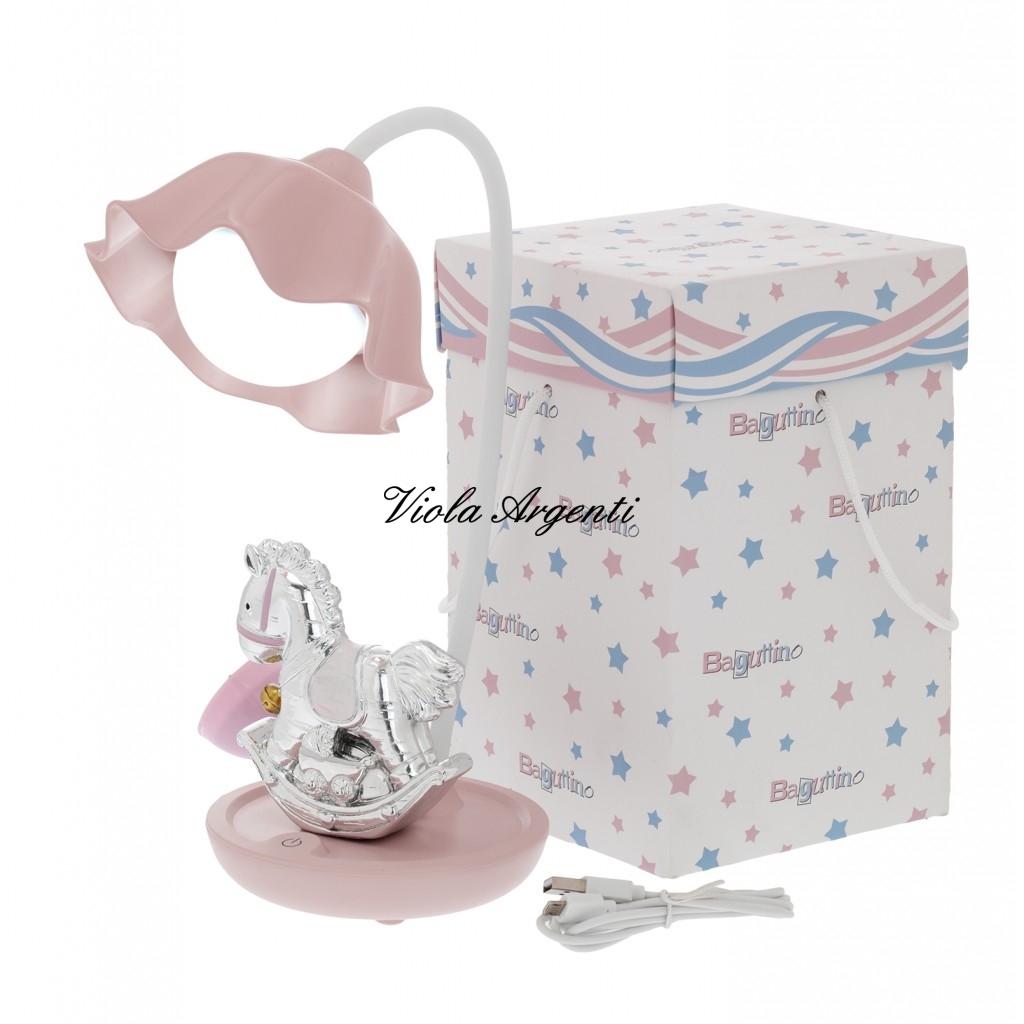 Pink led and touch rocking horse lamp